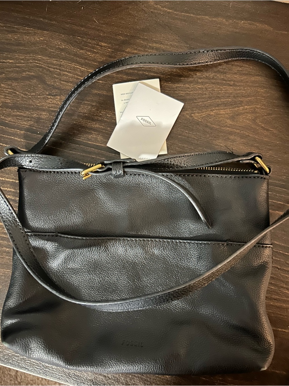 Fossil Black Pebble Leather Crossbody Bag